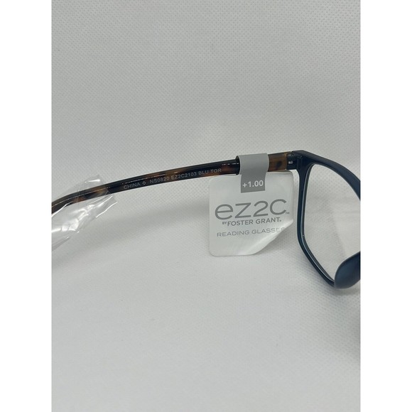 Foster Grant designer unisex ez2c reading glasses +1.00 mag blue tortoise - Picture 2 of 6